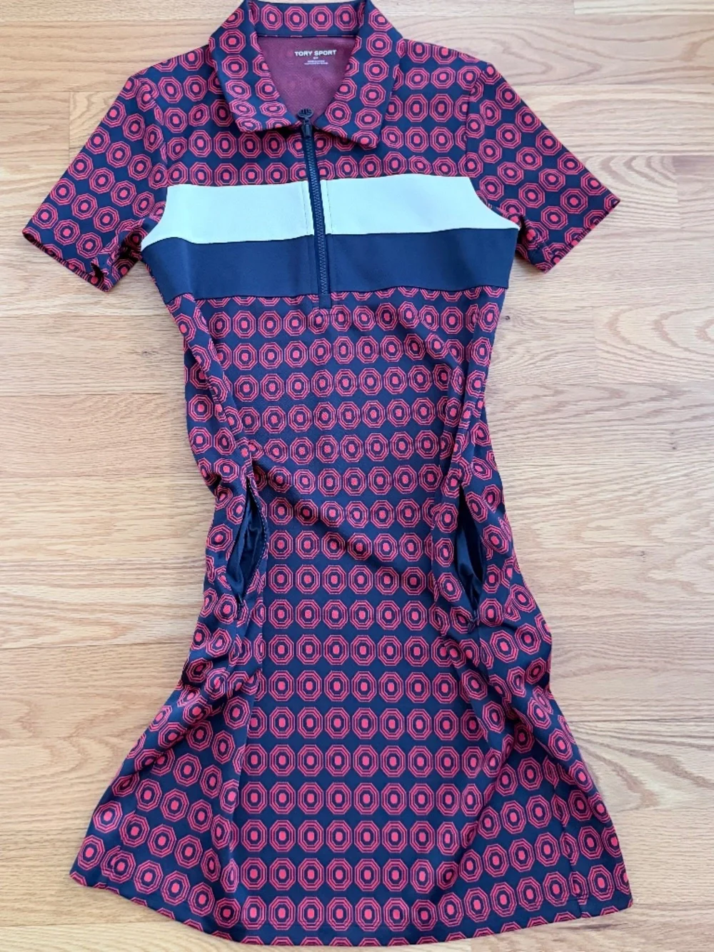 Tory Burch Performance Jacquard Color-Block Dress (S)